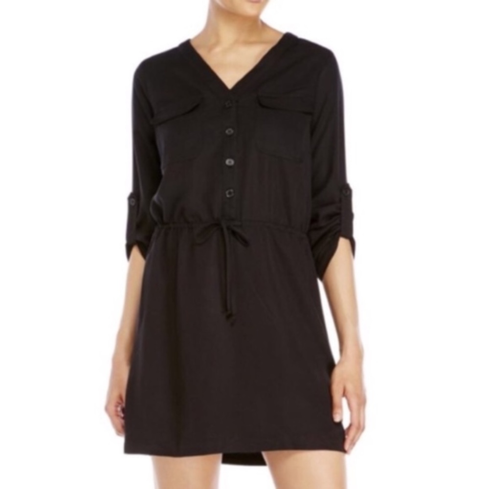 Max Studio Tie Front Roll Tab Sleeve Dress Small